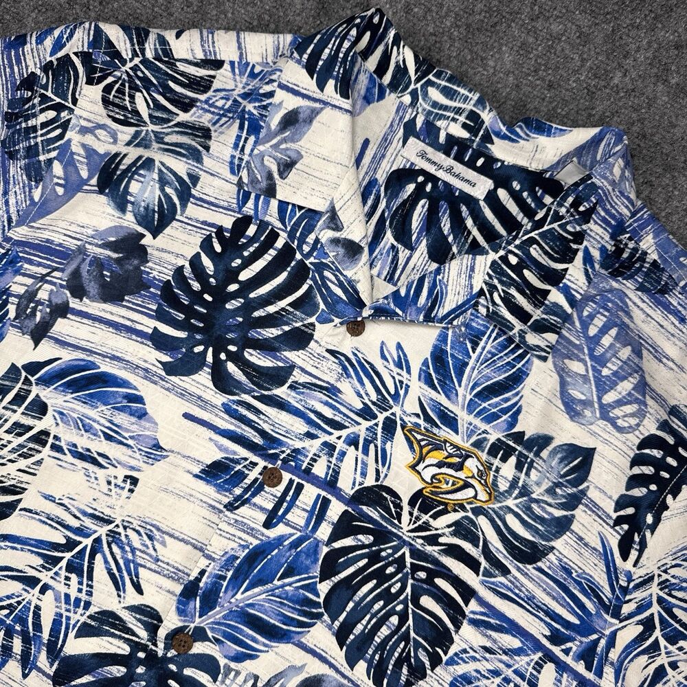 NHL Tommy Bahama 100% Silk Nashville Predators Button Up Hawaiian Camp Shirt L